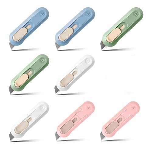 Box Cutter,Retractable Box Opener, Package Opener, Easy Slide Retractable Cute envelope opener for opening daily express boxes, envelopes, packages, paper tapes and more (8 Pcs Box Cutter))