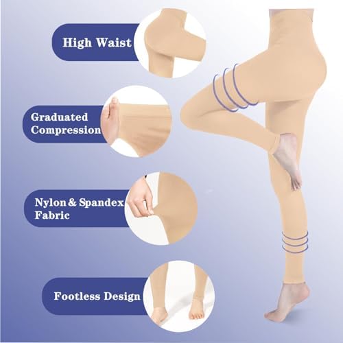 Compression Pantyhose for Women Men, 15-20 mmHg Footless Medical Graduated Compression Tights Compression Stockings