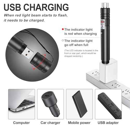 [2 Packs] Red Light Flashlight, Long Distance USB Rechargeable Tactical Beam with Star Cap Adjustable Effect for Outdoor Journeys, Presentations, TV/LED/LCD Screens, and Stargazing