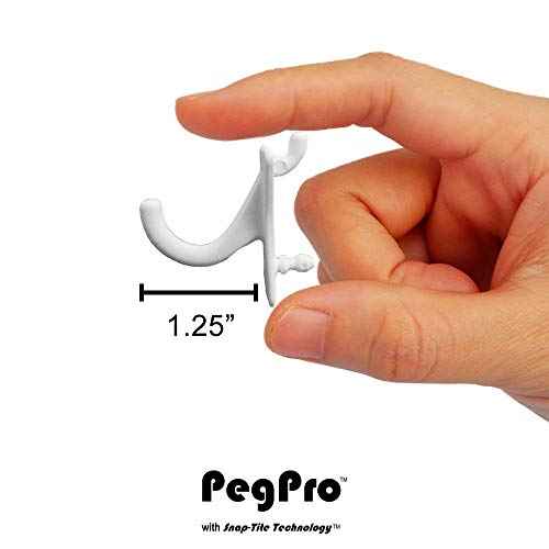 PegPro¢ç J Hooks Kit for Standard ¡°Wood Fiber¡± pegboard ? Durable Plastic Pegboard Hooks - for Garage, Kitchen, Craft Room, and More (J Hook - 24 Pack, White)