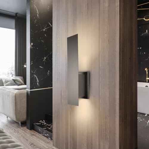 Indoor Wall Sconces, Modern Wall Lights, Up and Down Wall Mount Light, Dimmable Hardwired Wall Light for Bedroom, Living Room, Hallway, GU10 Bulbs Excluded, 2 Pack (Matt Black)