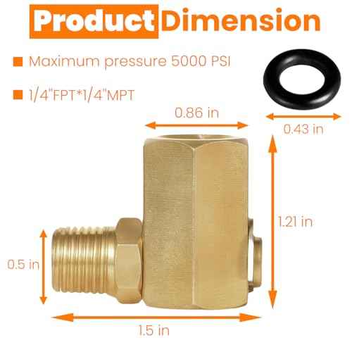 50310 Swivel Joint for Side Winder Air Hose Reel, 1/4" FPT 1/4" MPT 90 Deg Hose Reel Swivel Fitting