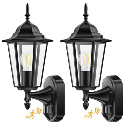 Lamomo 2 Pack Motion Sensor Outdoor Lights, Upgrade Dusk to Dawn Exterior Light Fixture Wall Mounted, 100% Anti-Rust Aluminum Waterproof Porch Lights for Patio Front Door Garage
