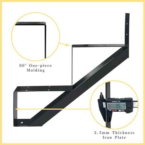 3 Packs Metal Stair Step Stringers, 2 Step Steel Riser Stringer for 19.4inch Height Deck(Polished Black)