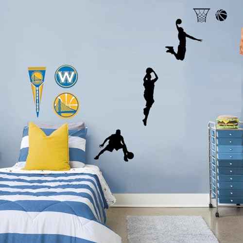 Basketball Dunk Wall Decal Stickers, 6 Man Playing Basketball Vinyl Art Wall Sticker for Bedroom Dorm Room Playroom Stadium Gym Home Decoration