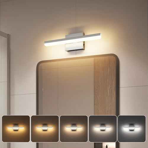 LED Modern Bathroom Light Fixtures 12W Brushed Nickel Vanity Lights Bar 5CCT Dimmable ixture Over Mirror Vanity Light for Bathroom Lighting 15.7 inch ETL Certificated