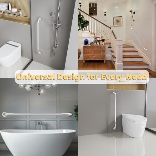 36 Inch Shower Grab Bar, Bathroom Grab Bar Handle with Anti-Slip Knurled Grip, Stainless Steel Bath Balance Bar, 1.25" Diameter Bath Safety Bar Support for Seniors Elderly Pregnant, Brushed Nickel