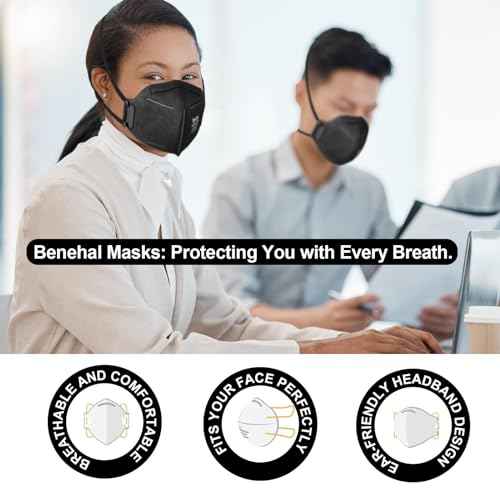 NIOSH Approved N95 Face Masks Particulate Respirators, Pack of 25 N95 Masks, Individually Wrapped, Black