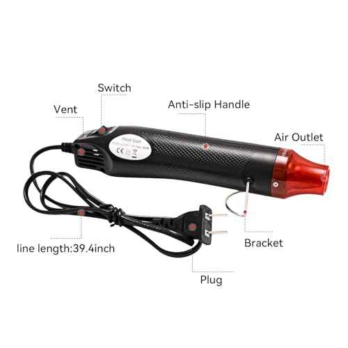 Heat Gun for Resin, 300W Dual Temp Mini Heat Gun (392¡ÆF), 8.66 inch Cord Electric Heat Gun for Bubble Removal, Vinyl Wrap, Candle Making, Epoxy Crafts