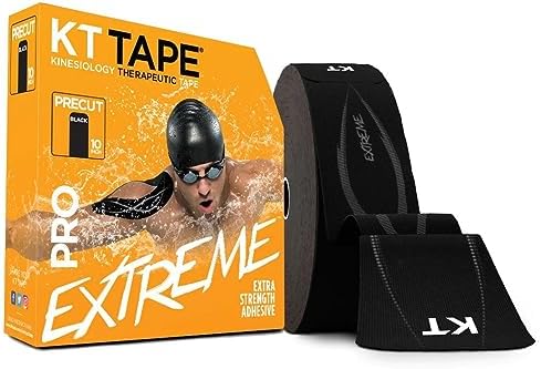 KT Tape PRO Extreme, Synthetic Jumbo Kinesiology Athletic Tape, 150 Count, 10â Precut Strips, Black