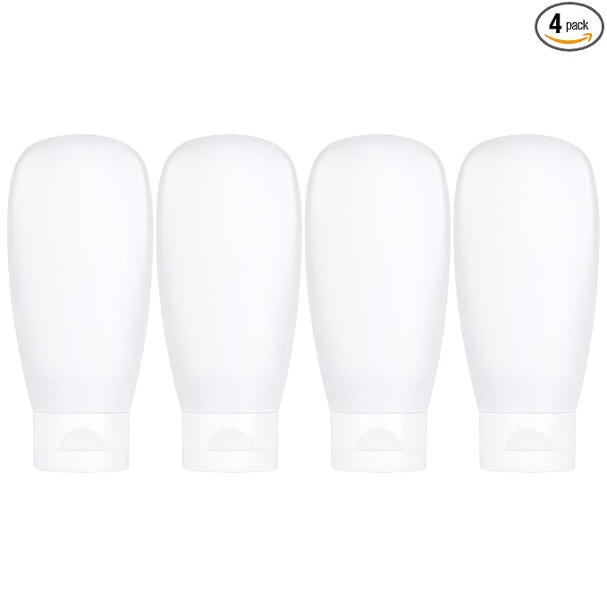 TSA Approved Travel Bottles Set for Toiletries Travel Size Containers Kit 4 Pack Portable Leak Proof Refillable Squeeze Cosmetic Airplane Essential Shampoo Hair Conditioner Body Lotion Bath Shower Gel