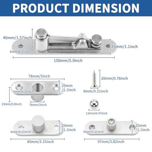TamBee Door Pivot Hinge Heavy Duty Hidden Bookcase Hinges Secret Door Hinges 360 Degree Shaft Stainless Steel Invisible Door Hinge Hardware