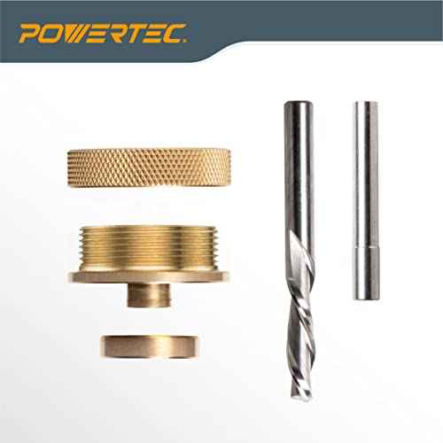 POWERTEC Solid Brass Inlay Kit. Router Bit with 1/4" Cutting Dia. & Shank. Fits Porter-Cable Style Router Base Plate. Works with Router Templates for Woodworking Tools & Router Accessories (71729)