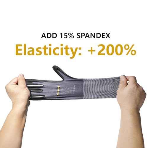 Tarantula Safety Work Gloves for General Purpose Nitrile Coated 12 pairs, Seamless Knit Breathable Nylon Glove with Black Micro-Foam Nitrile, Medium