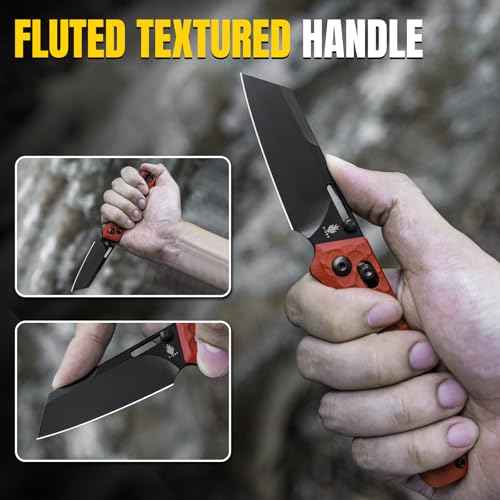 Kizer Task Pocket Knife, 3.04 Inch Nitro V Sheepsfoot Blade EDC Folding Knife with Innovative Clutch Lock, Spicy Red G10 Handle Camping Knives, Small Hunting Knives with Thumb Stud Opener, V3641A2