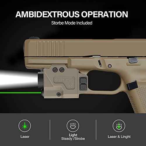 SOLOFISH Low Profile Beams for Guns, Magnetic Rechargeable Green Blue Red Beam for Pistol Handgun, Shockproof Compatible with Glock 17 19