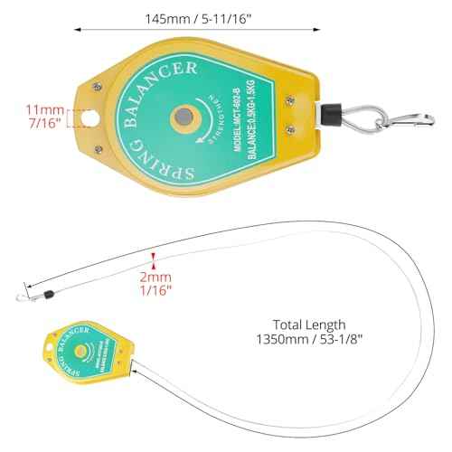 QWORK Retractable Spring Balancer Tool Holder - 0.5-1.5 kg Load Capacity, 4 Pack, Ideal for Assembly-line & Car Manufacturing