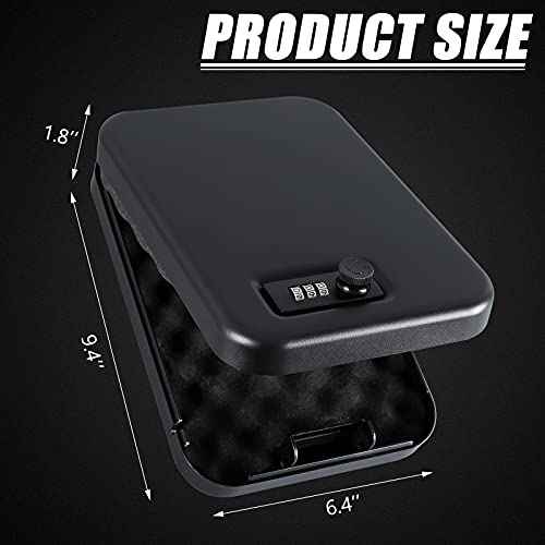 Dalmbox Gun Safe for Pistols Small Handgun Lock Box with Combination Lock Portable Travel Pistol Safe for Car, Home, Travel