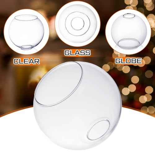 4 Pack Fixture Replacement Globe Shade 6 Inch Diameter E26 Base 1-5/8 Inch Fitter Round Glass Globe Lampshade Cover for Pendant Wall Sconce Chandelier Vanity Light(Clear)