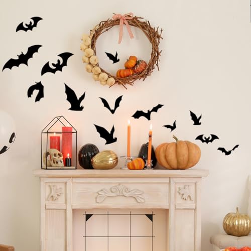 Bats Wall Decals, Halloween Gothic Home Decoration, Large Bats Wall Sticker Room Decor, Wall Decor Mural for Nursery Bedroom Living Room Kitchen Home Decoration.