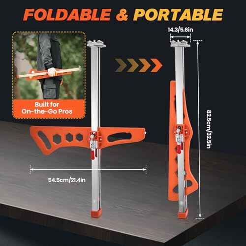 Foldable Drywall Cutting Tool,Cuts 1/4"& 3/8"& 1/2" Boards,Portable Gypsum Board Cutter Laser-Etched Dual Scale for Home Renovation,Drywall Projects with 10pcs Blades (Dual Positioning Red)