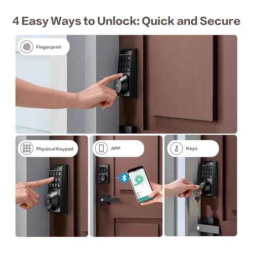 Keylynx 4-in-1 Smart Door Lock with APP Control, Fingerprint Door Locks with Keypad Deadbolt, Keyless Entry Door Lock with Auto-Locking, 16-Month Battery Life Deadbolt Lock, Easy Installation