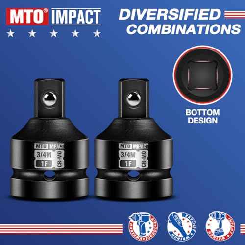 2 Pieces 1" Female to 3/4" Male Impact Socket Adapter,1" Drive Impact Socket Reducer Set, Chrome Molybdenum Alloy Steel