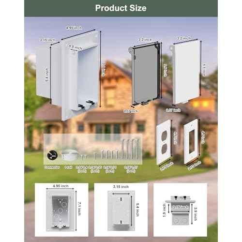 DBVR1W-1 Low Profile Electrical Outlet Box, Outdoor Recessed Outlet Box for Wet Location, Recessed Non-Metallic Exterior Outlet Box with 2 Weatherproof Covers, Vertical, 1-Gang, 2 Pack