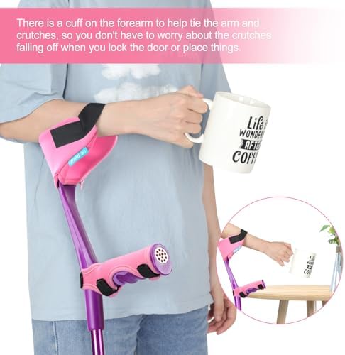 Forearm Crutches Pads(x4 Units), Elastic Crutches Padding for The Elbow, for Open Cuff Crutches, Shock Resistant Increases Walking Comfort Forearm Crutch Pads (Pink Kit) Without Crutches