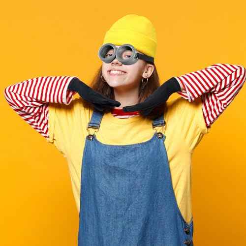 Halloween Costumes Accessories Vintage Steampunk Goggles Yellow Beanie Hat Black Gloves Striped Scarf Cosplay Supplies