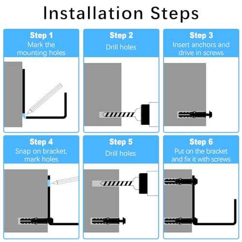 4Pcs Ladder Hanger for Wall Steel Wall Mount Bracket Heavy Duty Ladder Hanger Garage Tile Hanger Bracket Billboard Hook Garage Wall Bracket Folding Chair Ladder Storage Tool (Black)
