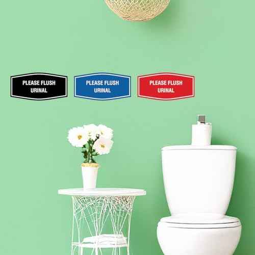 Fancy Please Flush Urinal Sign (Black) - Small