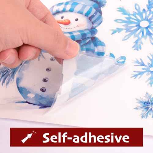 6 Sheets Christmas Wall Decals Winter Snowman Snowflake Christmas Stickers Decals for Window Door Christmas Winter Wonderland Wall Decoration