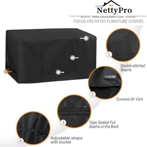 NettyPro Deck Box Cover, Fade Resistant Waterproof Outdoor Patio Storage Box Bench Cover for Rectangular 150-230 Gallon Resin Large Deck Box, 62 x 30 x 28 inch, Black