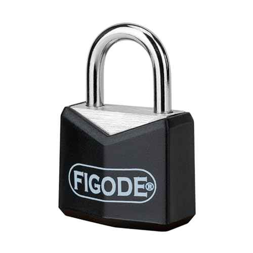 FIGODE¢ç Small and Light Padlock with Big Keys, Black Covered Aluminum Lock, 3/4 Inch Wide, Luggage Padlocks for Suitcase, Backpack, Boxes, Laptop Bag, 12 Locks with 24 Same Keys