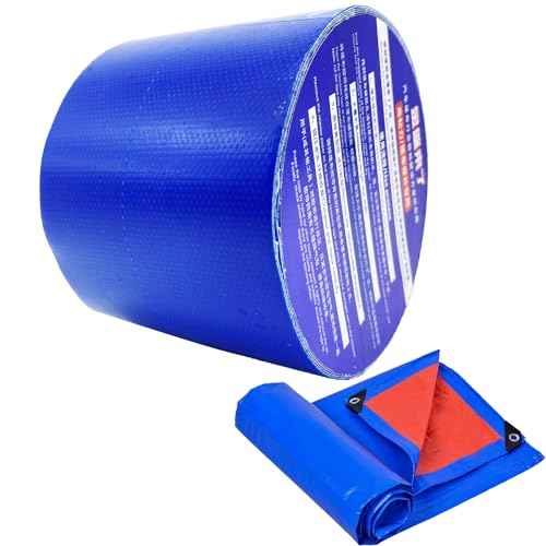 Tarpaulin Repair Tape, 3.15IN*16.4FT Blue Waterproof Tarp Repair Tape Patch, Heavy Duty RV Covers Tent Repair Tape for Truck Camper Travel Trailer Boat Covers