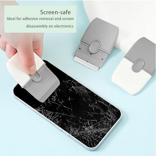 4pcs Double Edged Plastic Scraper Tool, Razor Blade Glass Scraper for Windows Decals Tint Labels Caulk, Adhesive Remover for Stickers and Paints on Car Glass