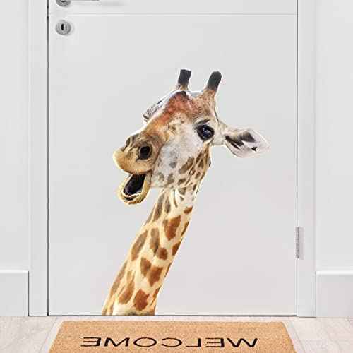 Giraffe Wall Decal Peel and Stick Funny Giraffe Face Stickers Gift for Friends Kids Room Wall Window Decor Fridge Closet Sticker