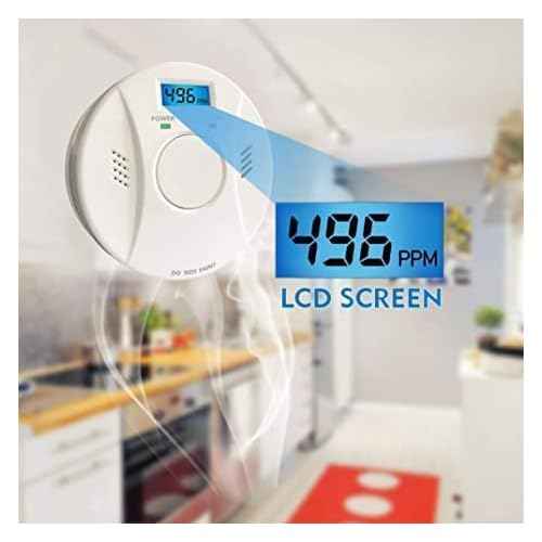 2 Pack Smoke Detector and Carbon Monoxide Detector co2 Detector Battery Powered with Test/Reset Button
