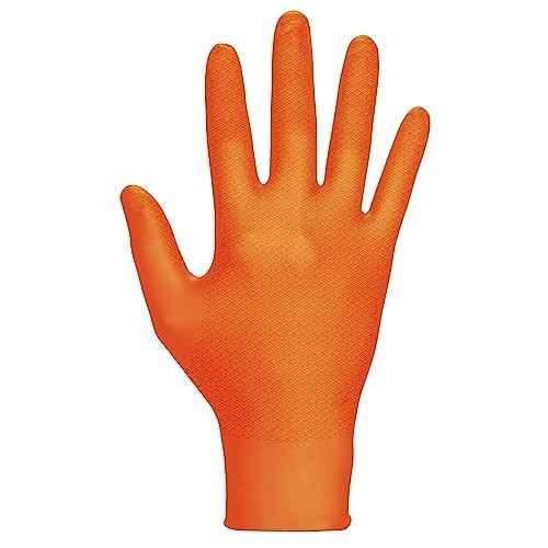 SAS Safety Astro-Grip Powder-Free Exam Grade Nitrile Disposable Gloves. Size 2X-Large, Orange, 7 mil Thickness. Chemical and Puncture Resistant. Single-Use. Pack of 100. (66475)