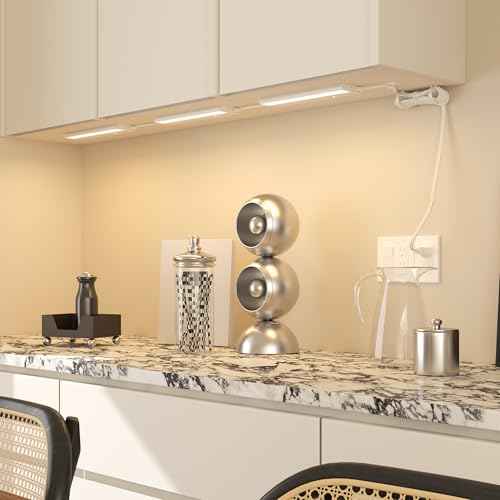 LAGOM Halo Under Counter Lights for Kitchen, 12-Inch Hardwired and Plug-in, Dimmable LED, 4-Pack, 2700K/4000K/5000K, White, UC0112WH274L