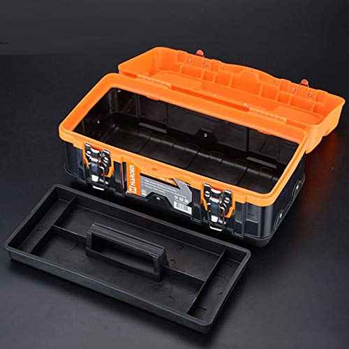 Edward Tool Stainless Steel Tool Box 16¡± - Small Metal Organizer Box with Removable Storage Tray - Ergo Handle - Secure Steel Latch - Quick Access Lid Compartments