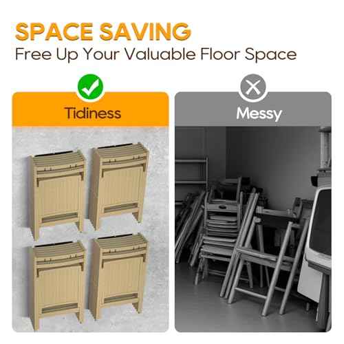 Folding Chair Storage Rack ? Heavy-Duty Wall Mount Hanger for Garage, Yard, Lawn Chairs ? Solid Metal, Holds 240 lbs ? Space-Saving Organizer for Camping & Beach Chairs (2)