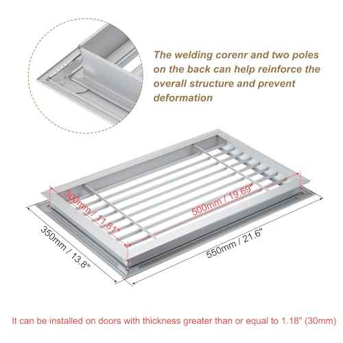 PATIKIL Door Air Vent Cover, 20 x 12 Inch, Aluminum Grille Ventilation Cover, Louvered Door Vent Grille, for Cabinet Wardrobe Door, Silver Tone