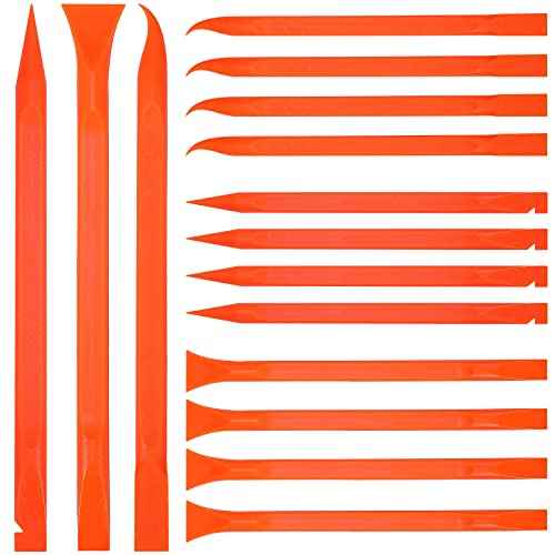 Minatee 18 Pieces Non-scratch Plastic Scraper Tool Multi-purpose Carbon Fiber Pen-shaped Plastic Scraper for Cleaning Small and Narrow Space(Orange)