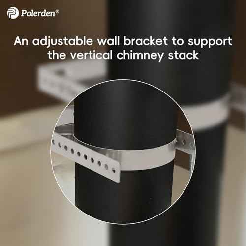 Adjustable Wall Support Bracket(8" Inner Ring) for Wood Stove Pipe, 6" Double Wall Chimney Pipe, 304 Stainless Steel Adjustable Wall Bracket, Chimney Pipe Holder, Fireplace Pipe Wall Bracket