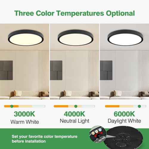 6PK 9 Inch LED Flush Mount Ceiling Light, 18W, 1860LM, 3000K/4000K/6000K CCT Selectable, Round Flat Panel Low Profile Ceiling Light Fixtures for Hallway, Kitchen, Bedroom, Laundry Room
