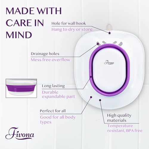 Sitz Bath for Hemorrhoids Relief, Foldable Basin for Toilet Seat, Ideal for Essential Postpartum Care, Perineal Soaking & Hygiene, Includes Hand Flusher with Sprayer, V Steaming Tub by Fivona