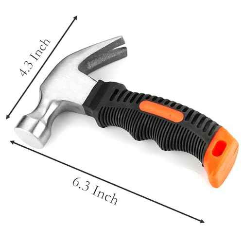 11.6 Oz Small Claw Hammer, Forged Steel Stubby Tack Hammer with Shock-absorbing Plastic Handle for Driving and Pulling Out Nails (1)