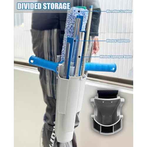 Window Cleaning Holster with Belt, Removable Side Bucket, Detachable Squeegee Holder Tool, Carry Multiple Tools on Waist, Ideal Cleaners Kit